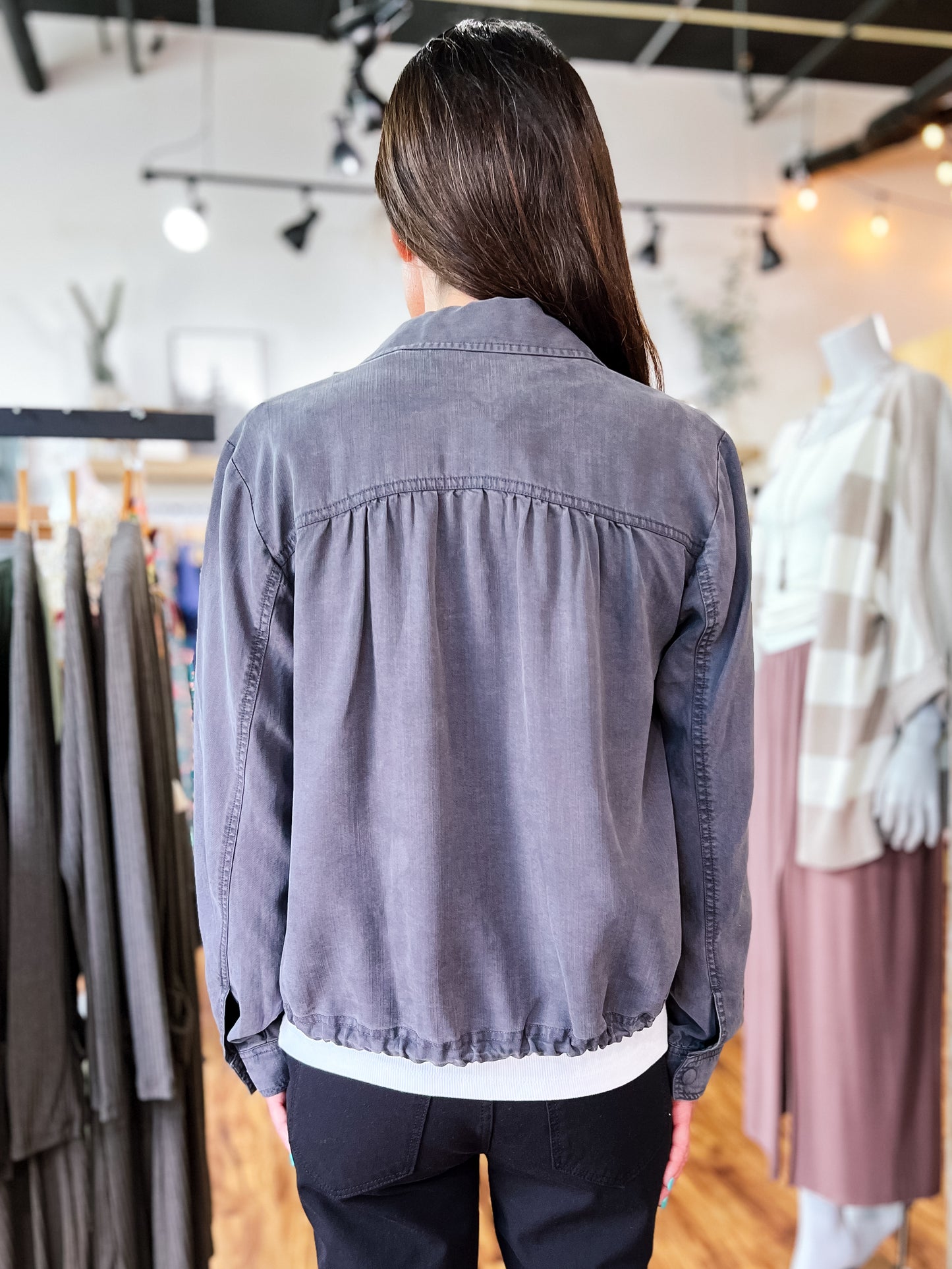 Charcoal Lightweight Drawstring Jacket