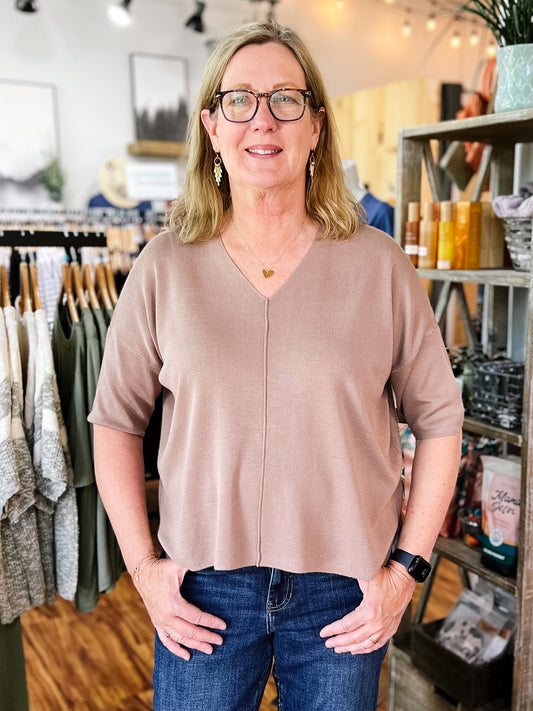 Mocha Short Sleeve Sweater