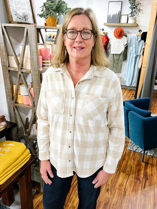 Ivory & Beige Plaid Flannel Shirt