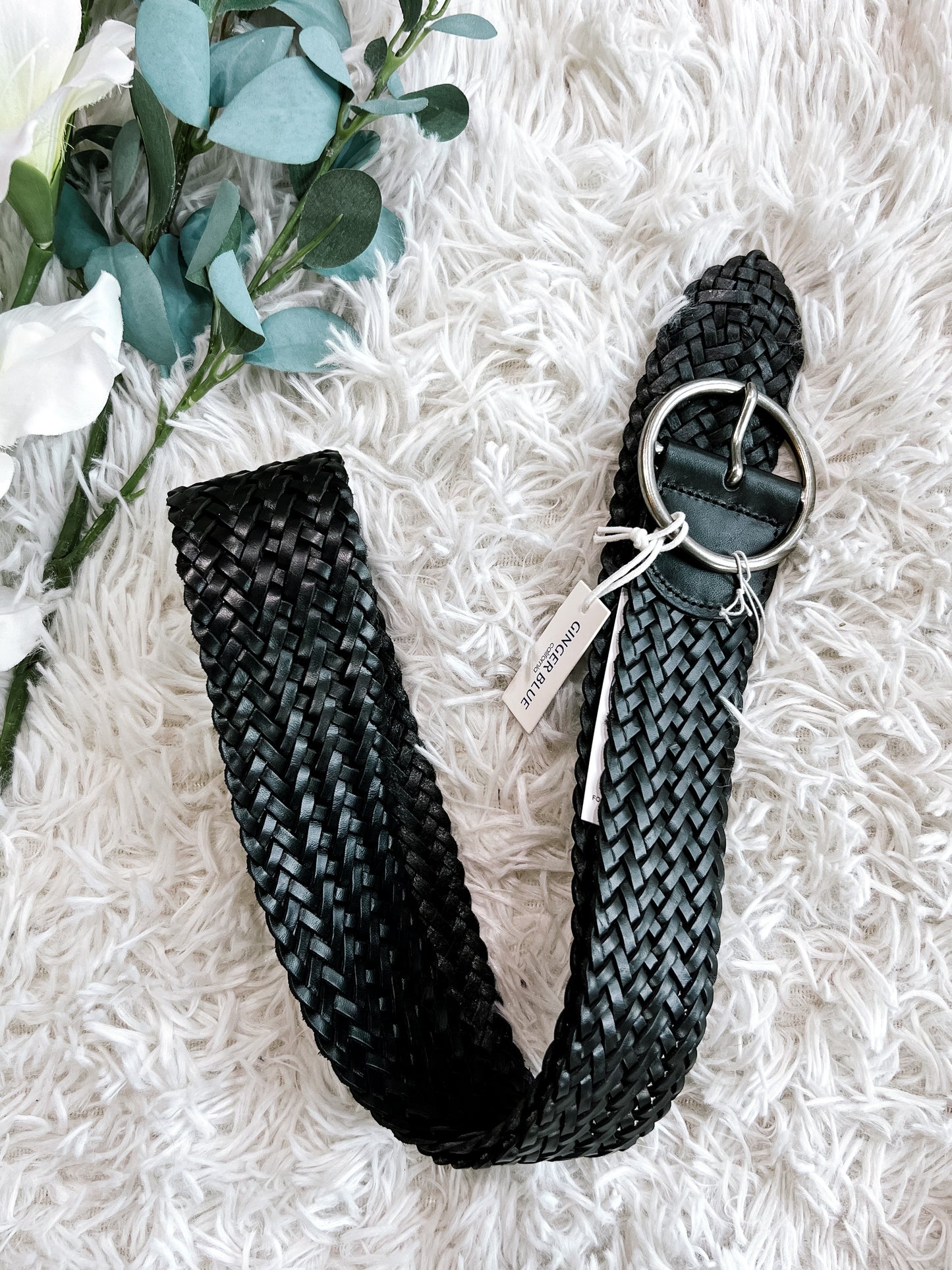 Black Wide Braided Belt