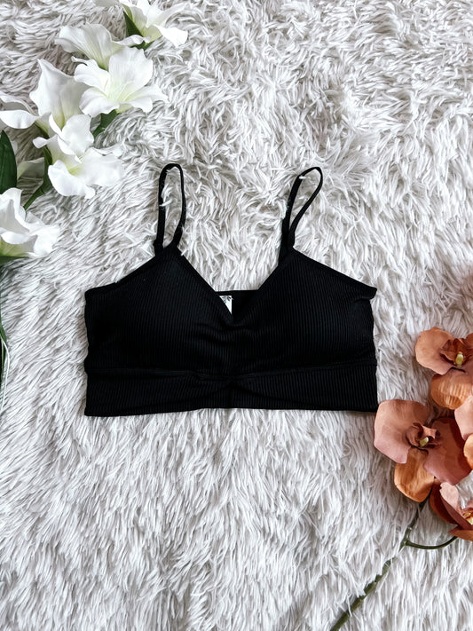 Black Seamless Ribbed Bralette