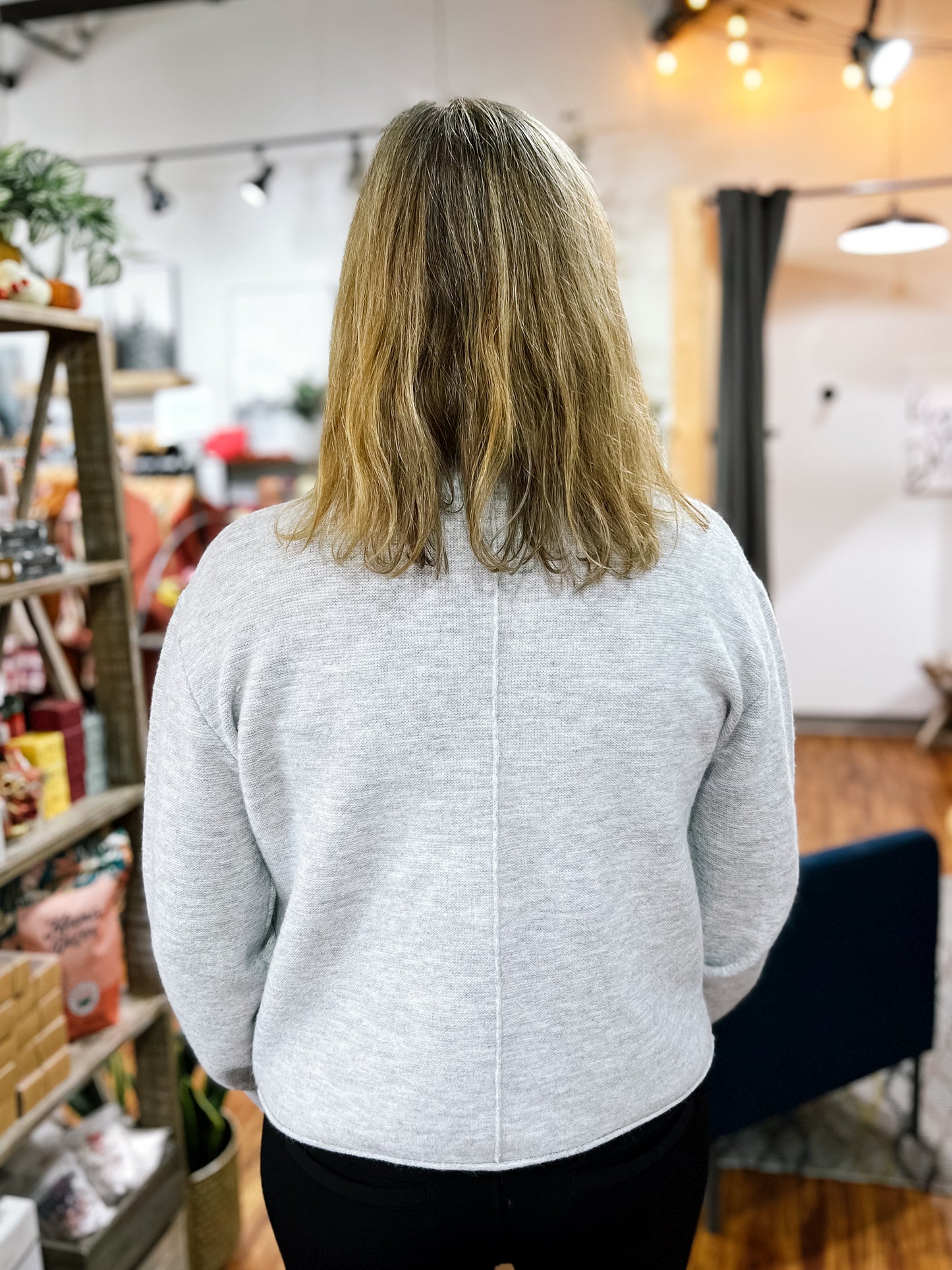 Heather Gray Mock Turtle Neck Sweater