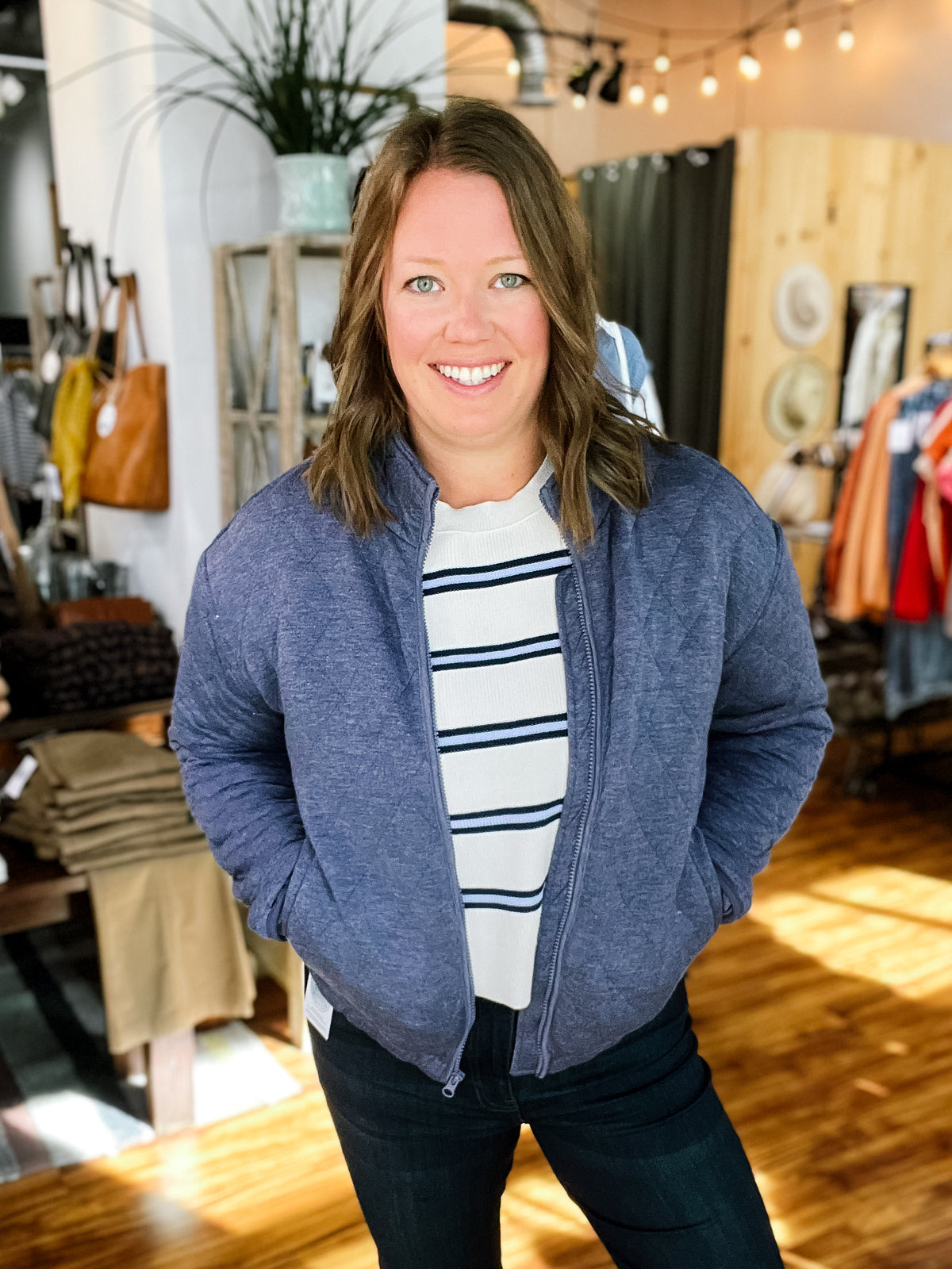 Heathered Navy Quilted Jacket