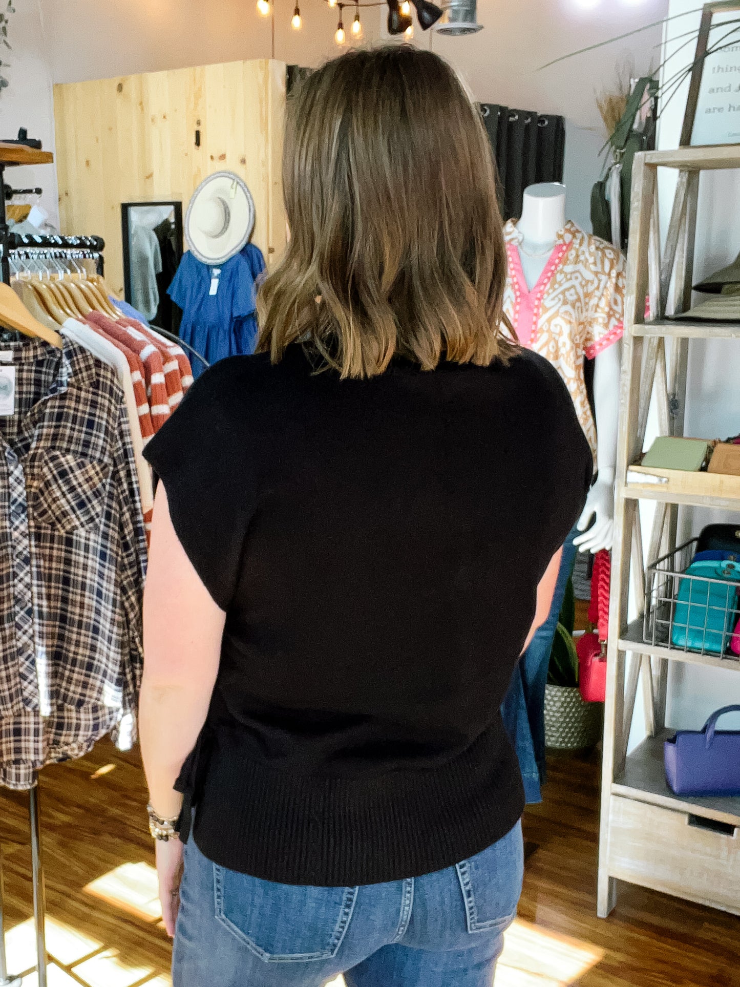 Black Tie Side Vest Sweater