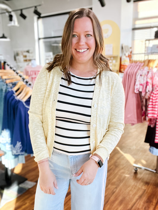 Yellow Button Front Cardigan