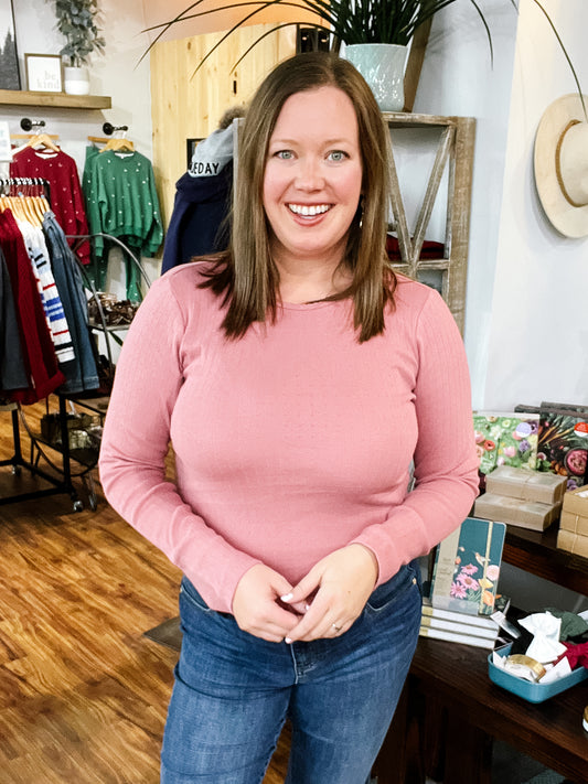 Rose Pink Long Sleeve Top