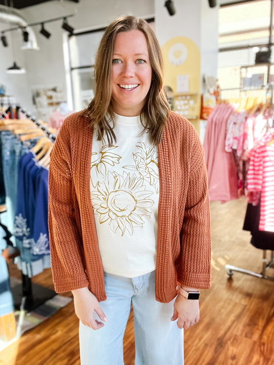 Clay Brown Open Cardigan