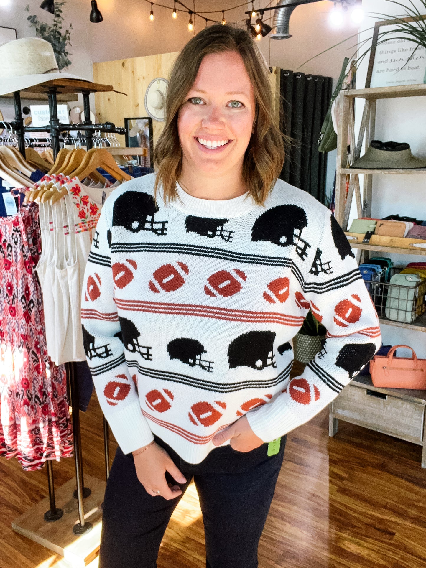 Cream Football Sweater