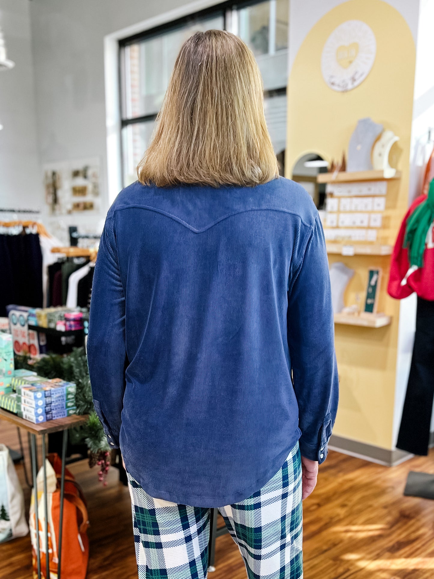 Blue Corduroy Button Front Shirt