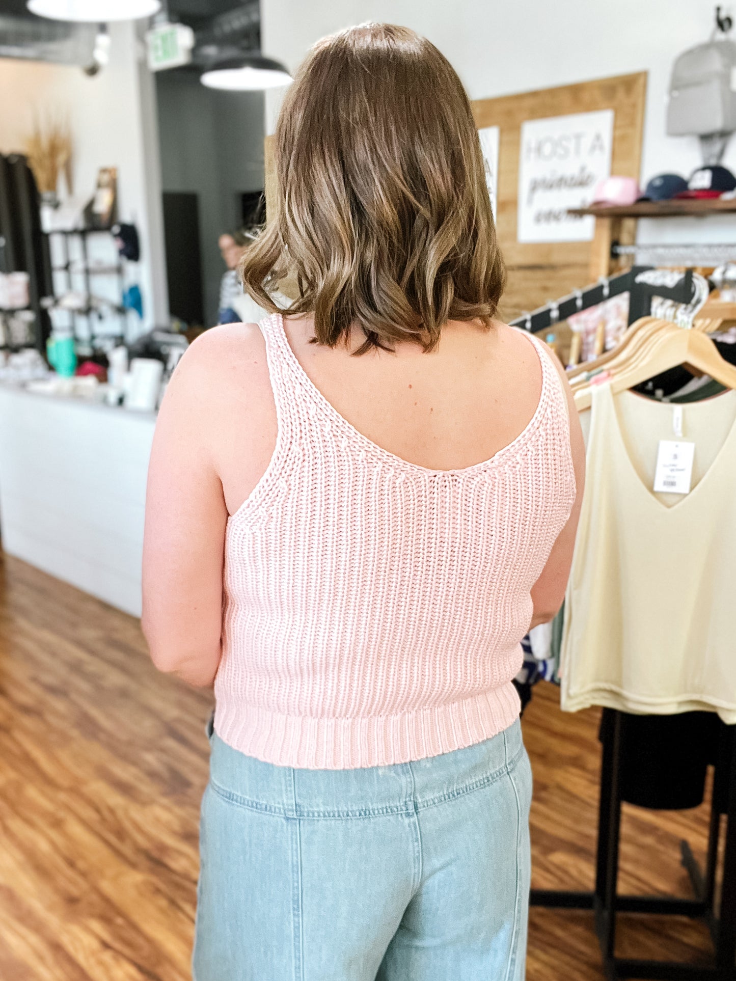 Light Pink Knit Tank Top