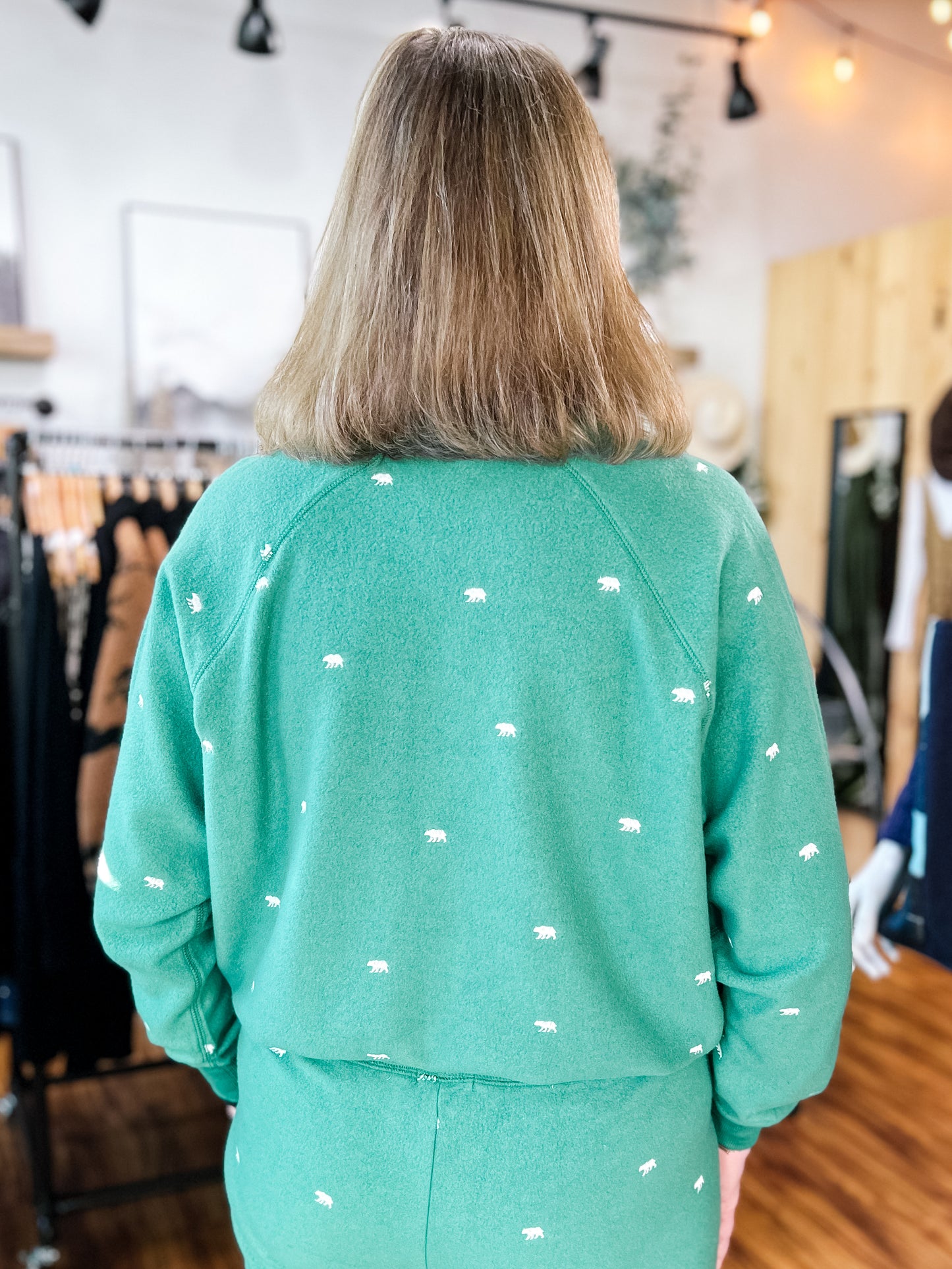 Green L/S Crew Knit Top