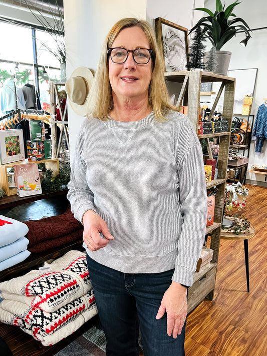 Gray & White Small Check Sweater