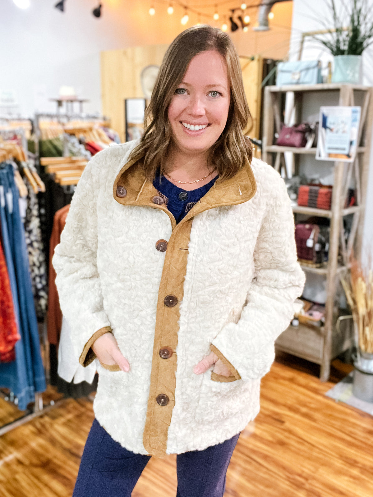 Cream & Tan Reversible Coat
