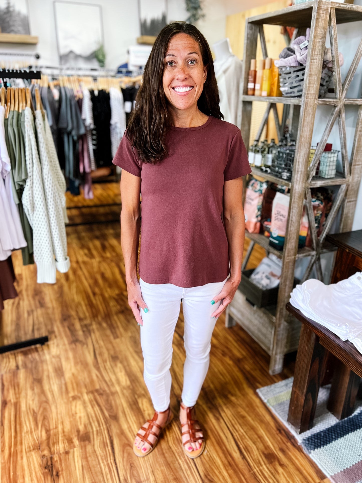 Brown Ribbed Short Sleeve Shirt