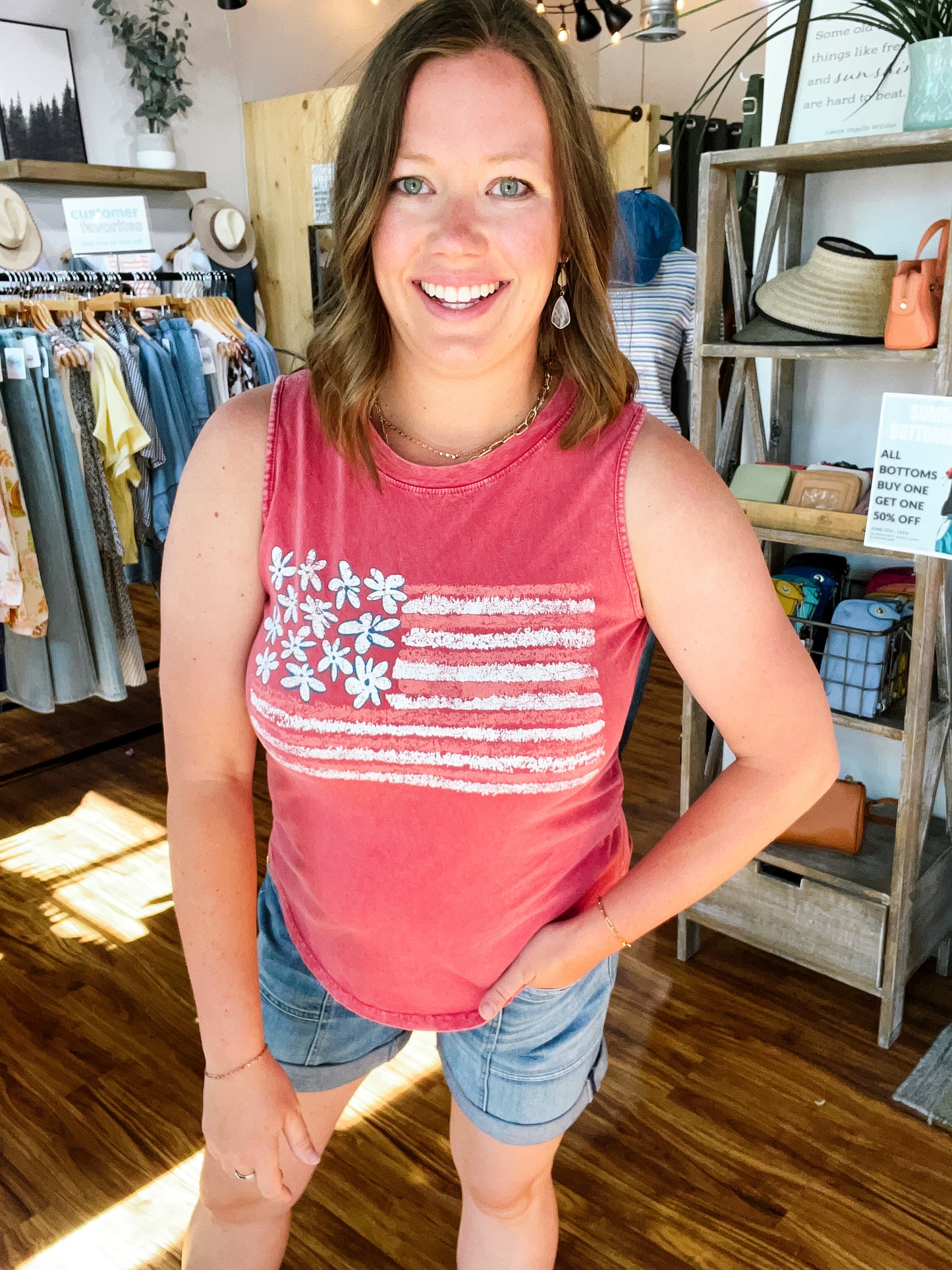 Red Vintage Flag Tank Top