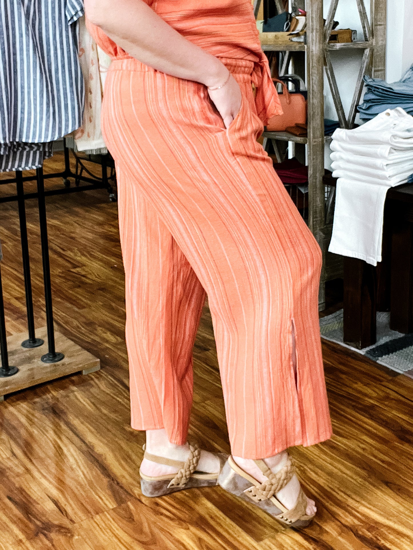 Guava Slit Hem Wide Leg Pant