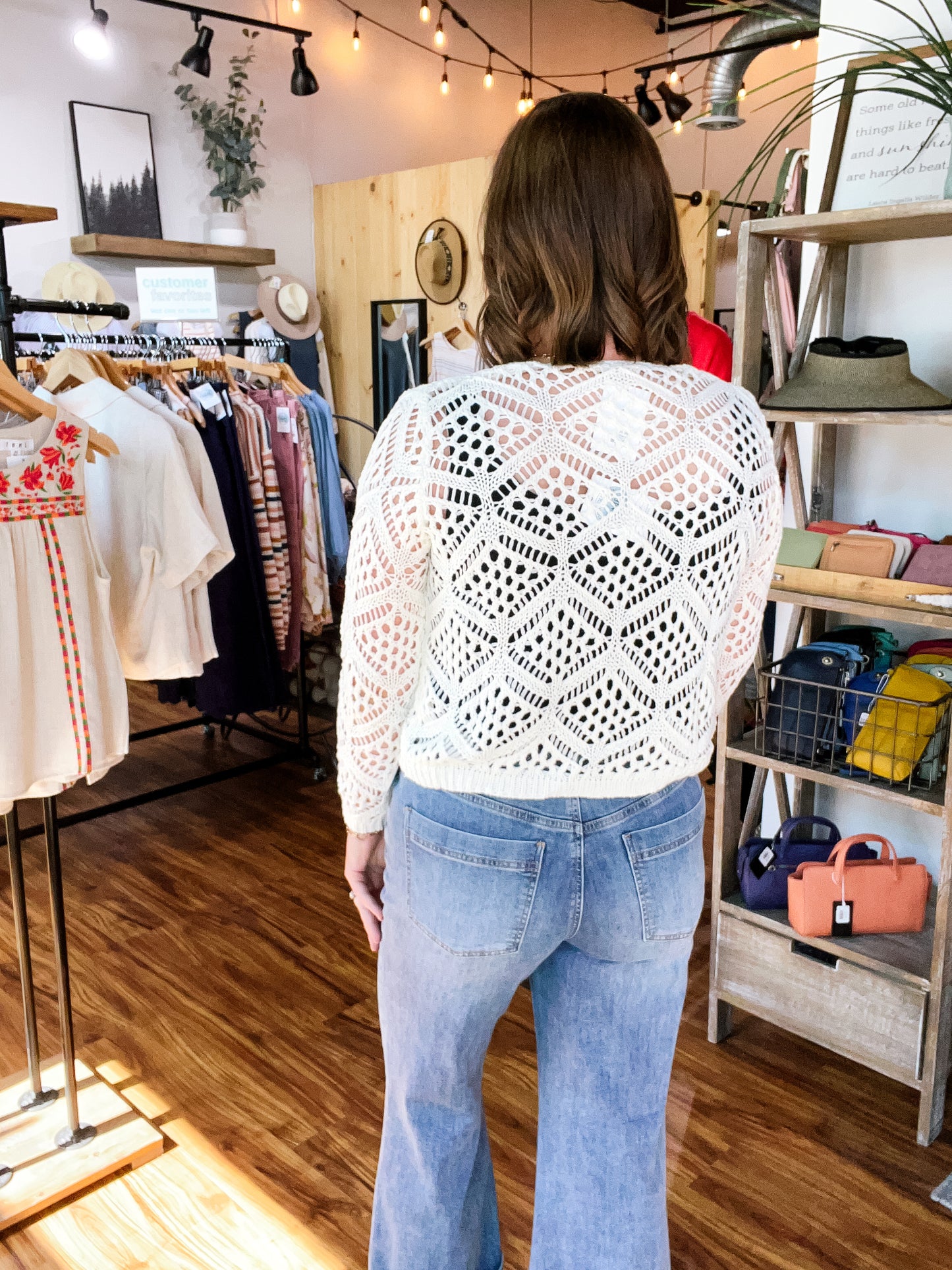 Cream Open Knit Tie Front Cardigan