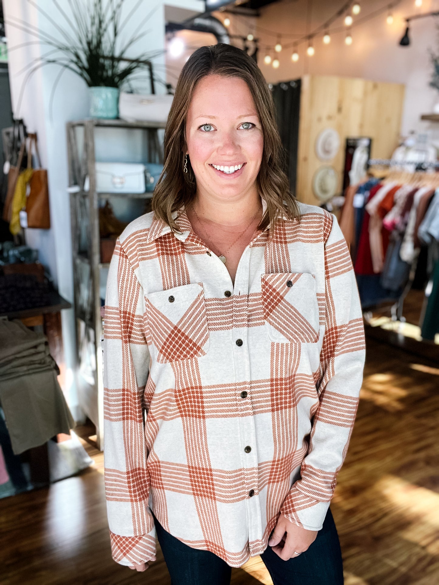 Tan Plaid Flannel Shirt