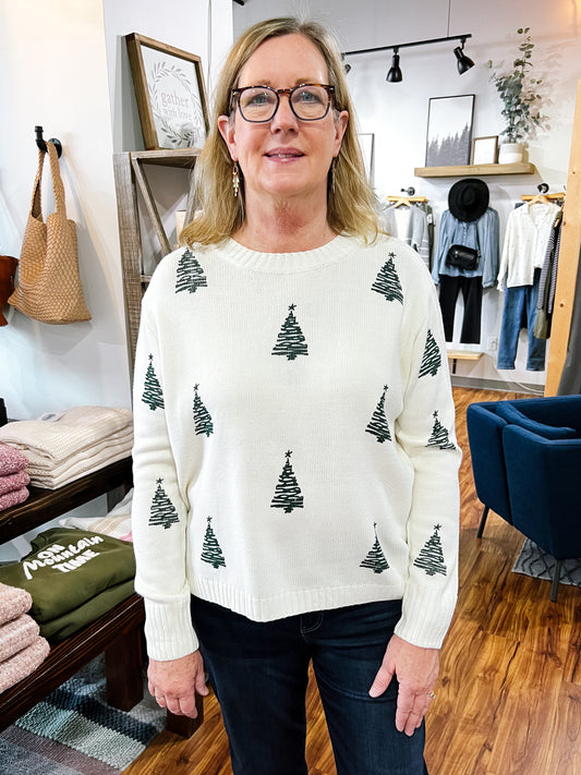 Ivory W/Pine Trees Sweater