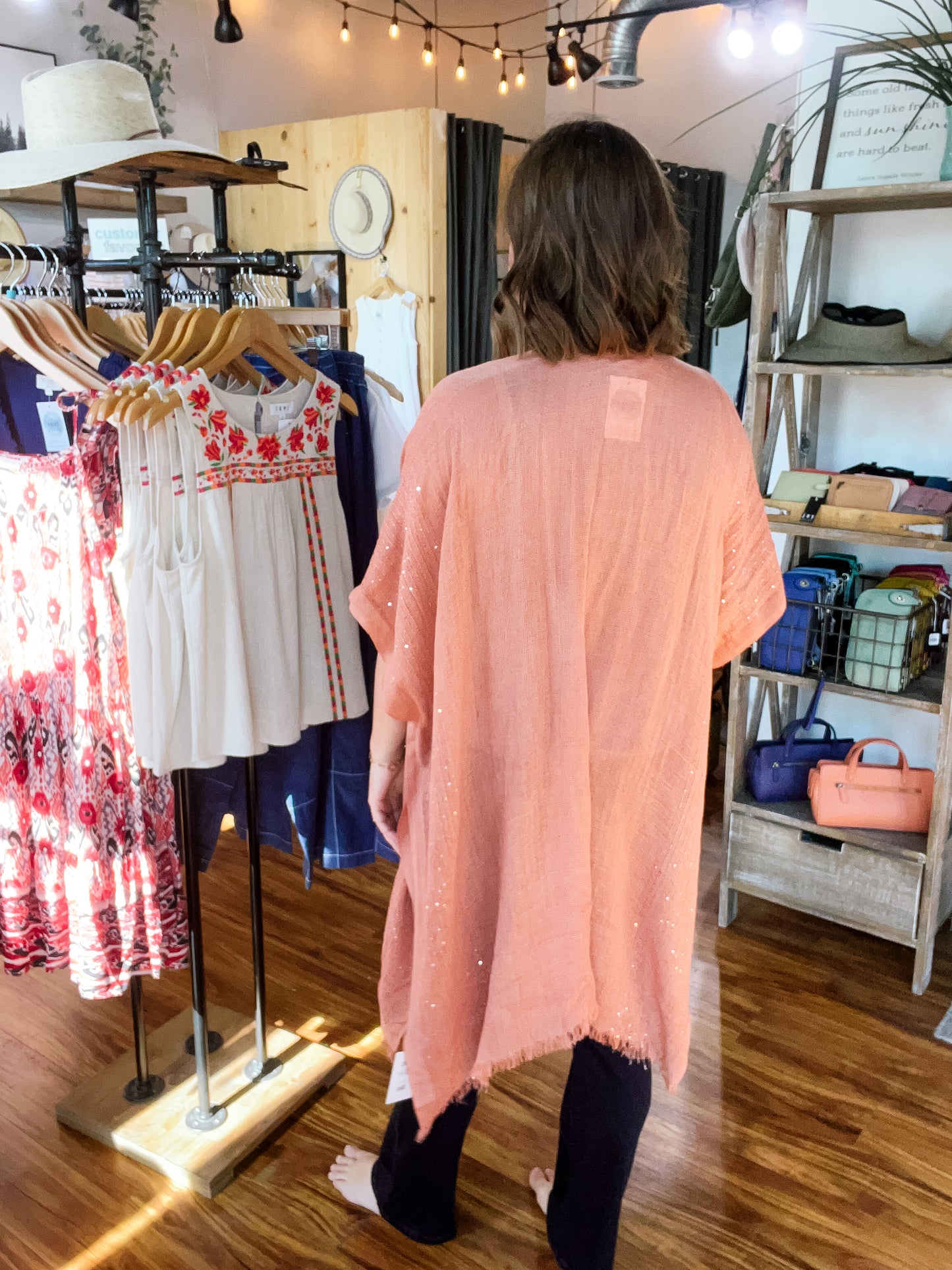 Copper Sequin Sheer Kimono