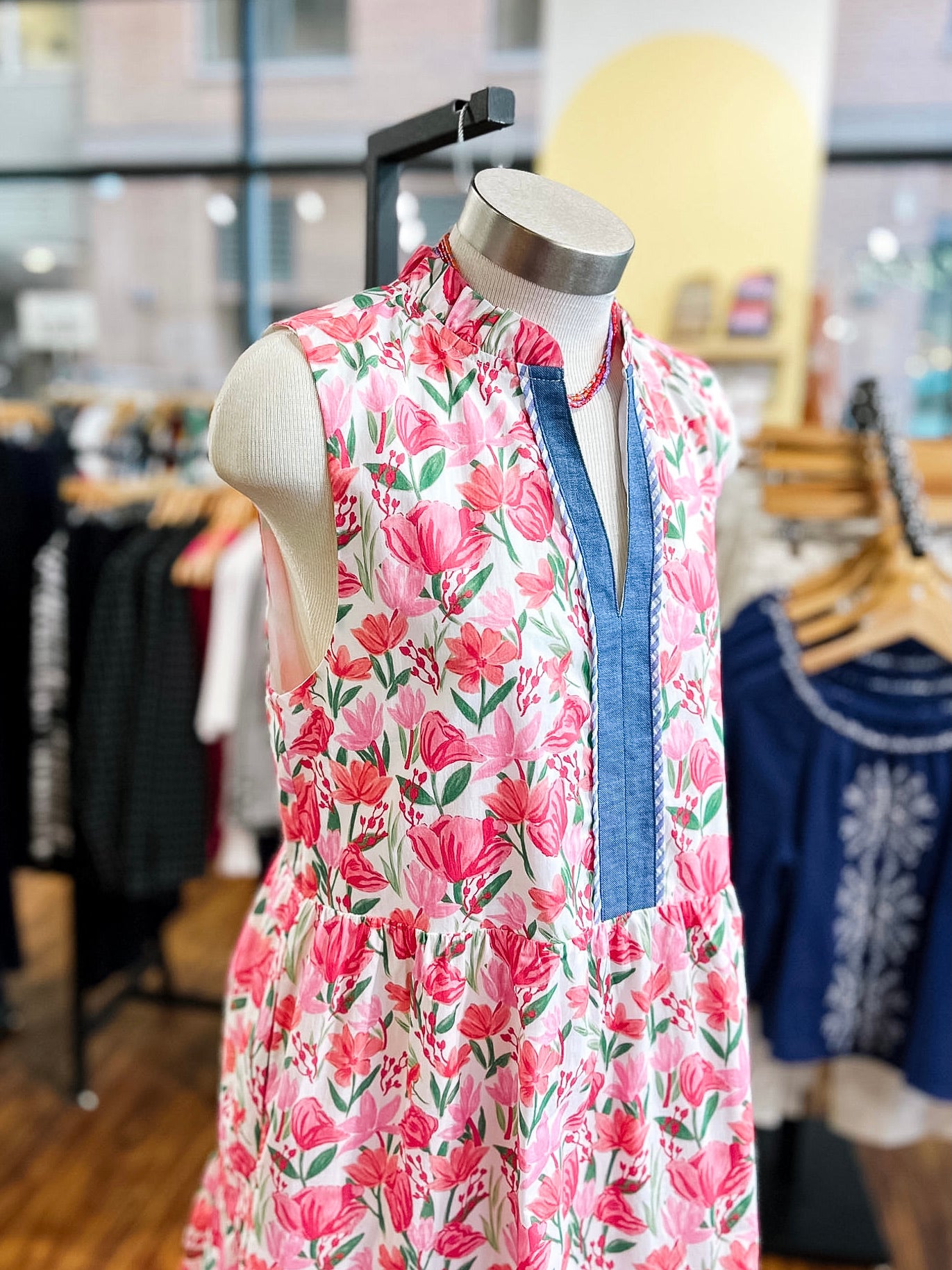 Pink Floral Sleeveless Dress