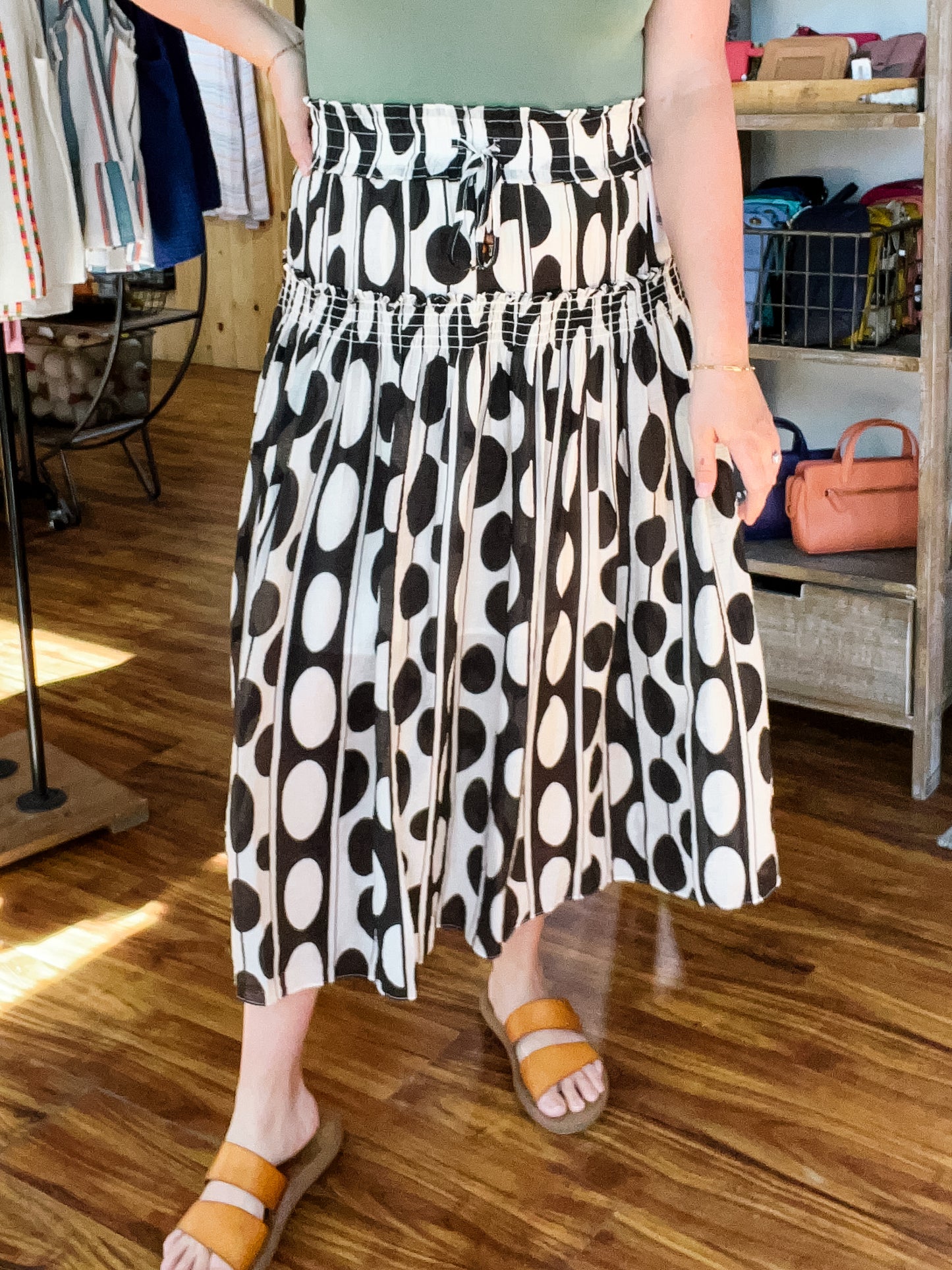 Black & Cream Geometric Print Skirt