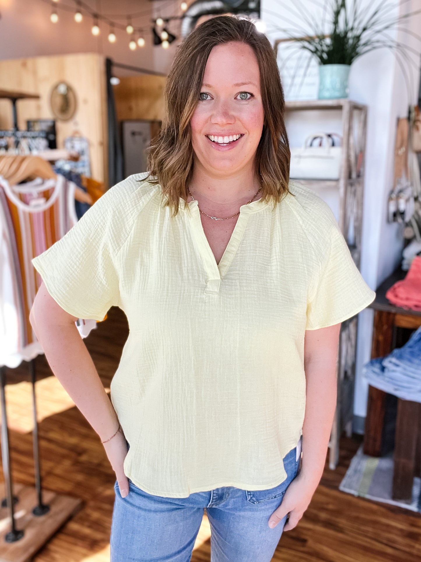 Lemon Yellow Gauze Top