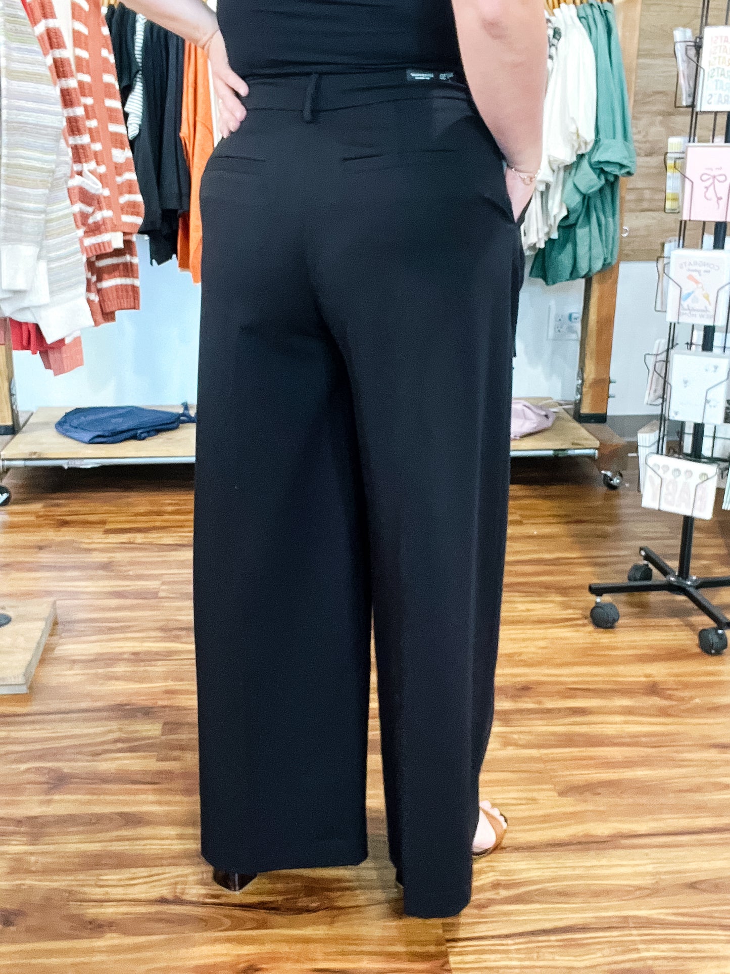 Brooke Black Hi Rise Wide Leg Trouser