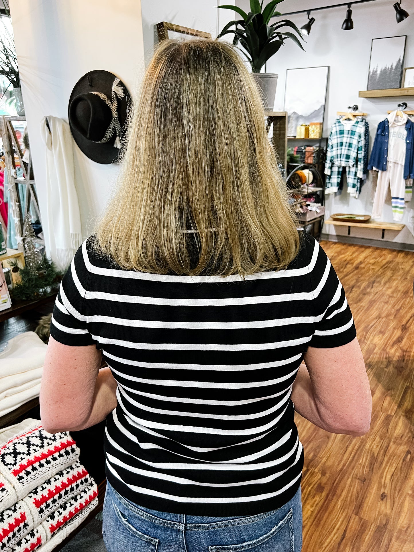 Black & White Striped Collared Sweater