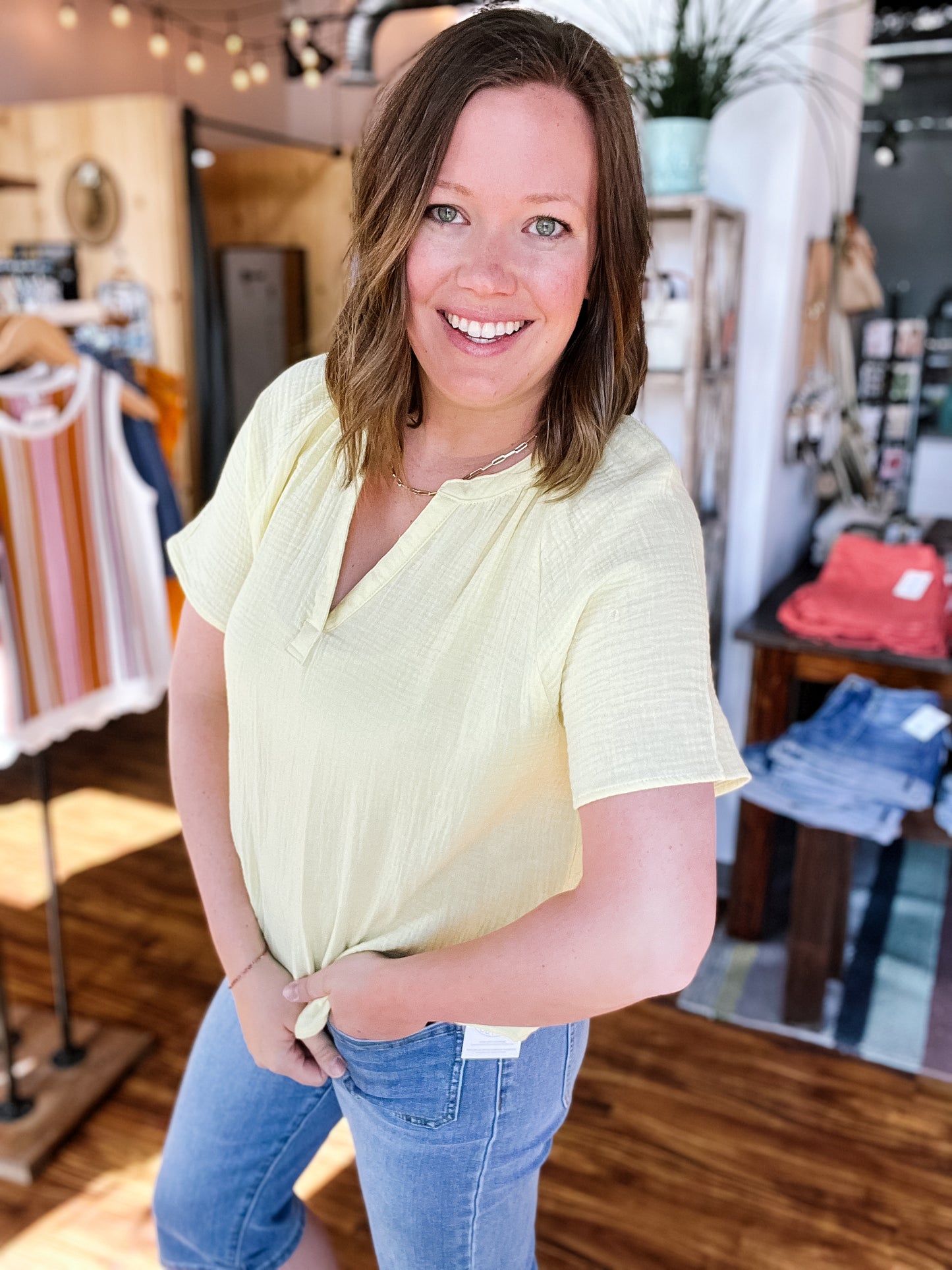 Lemon Yellow Gauze Top
