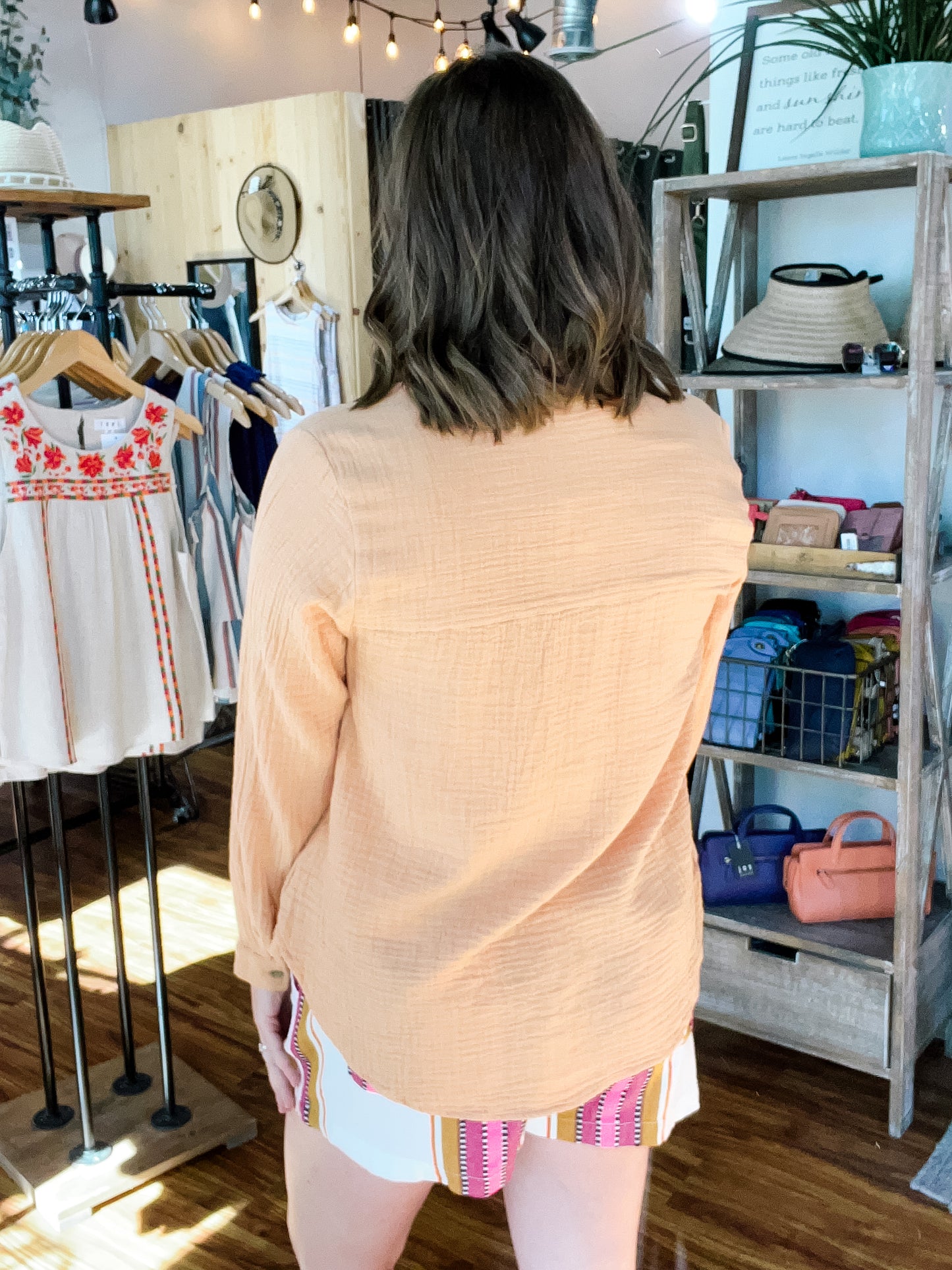Melon Long Sleeve Button Up Shirt