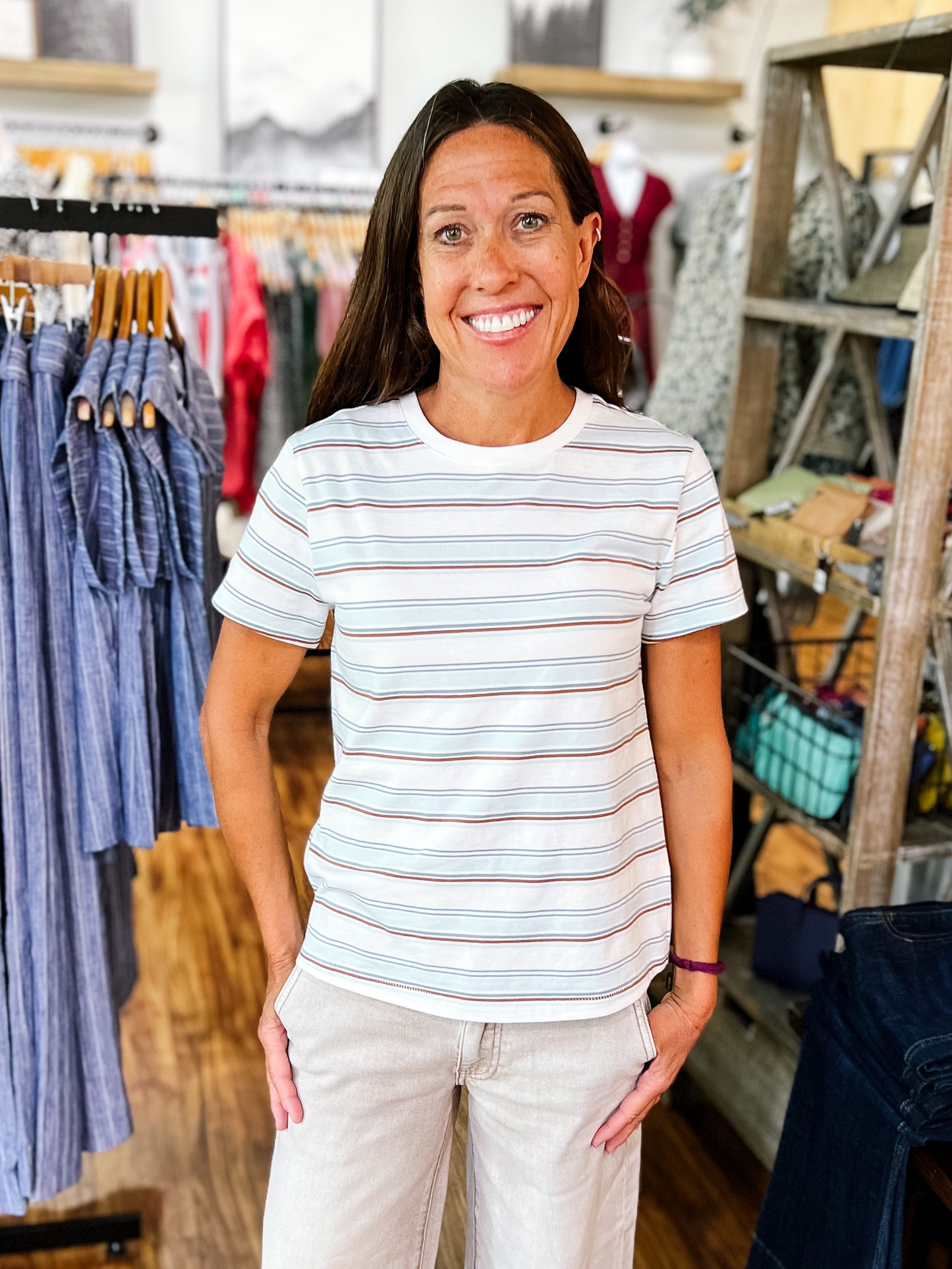 White & Blue Striped T-Shirt