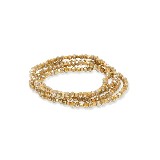 Gold 4 Row Natural Bead Bracelet