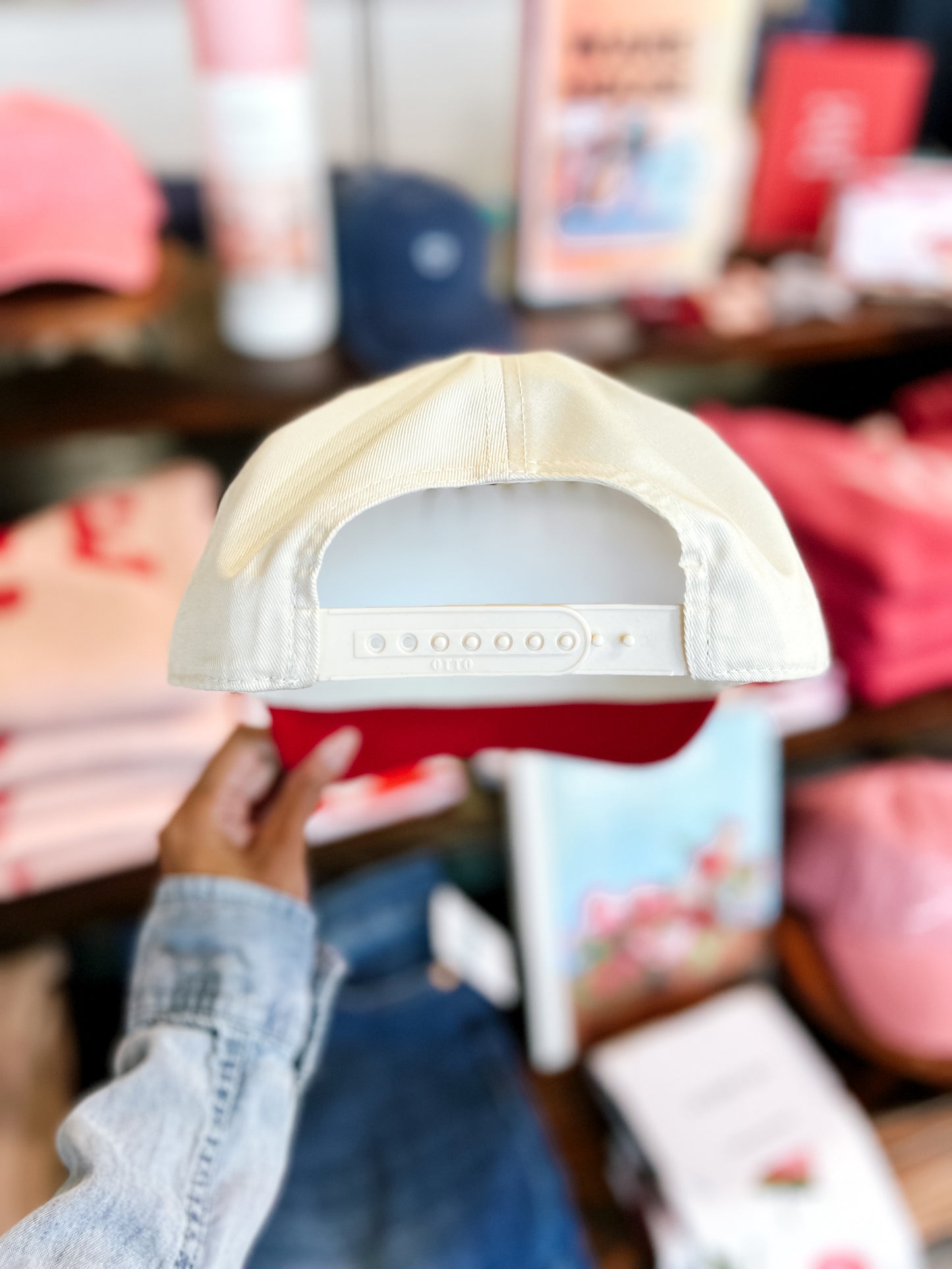 Cream & Red Sweet Heart Hat