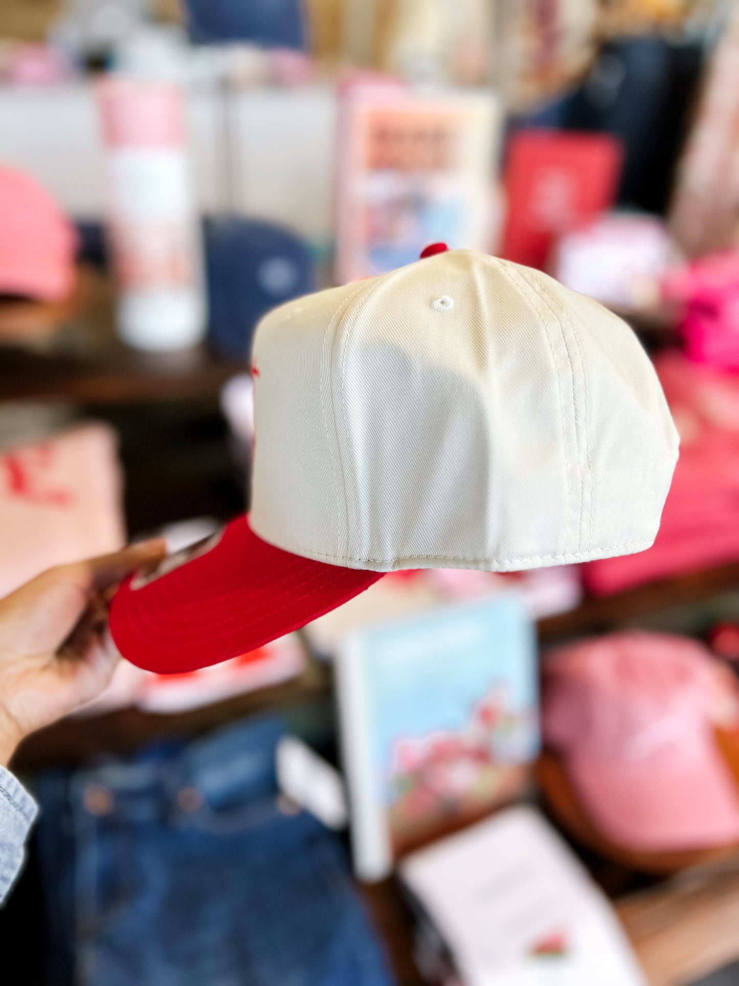 Cream & Red Sweet Heart Hat