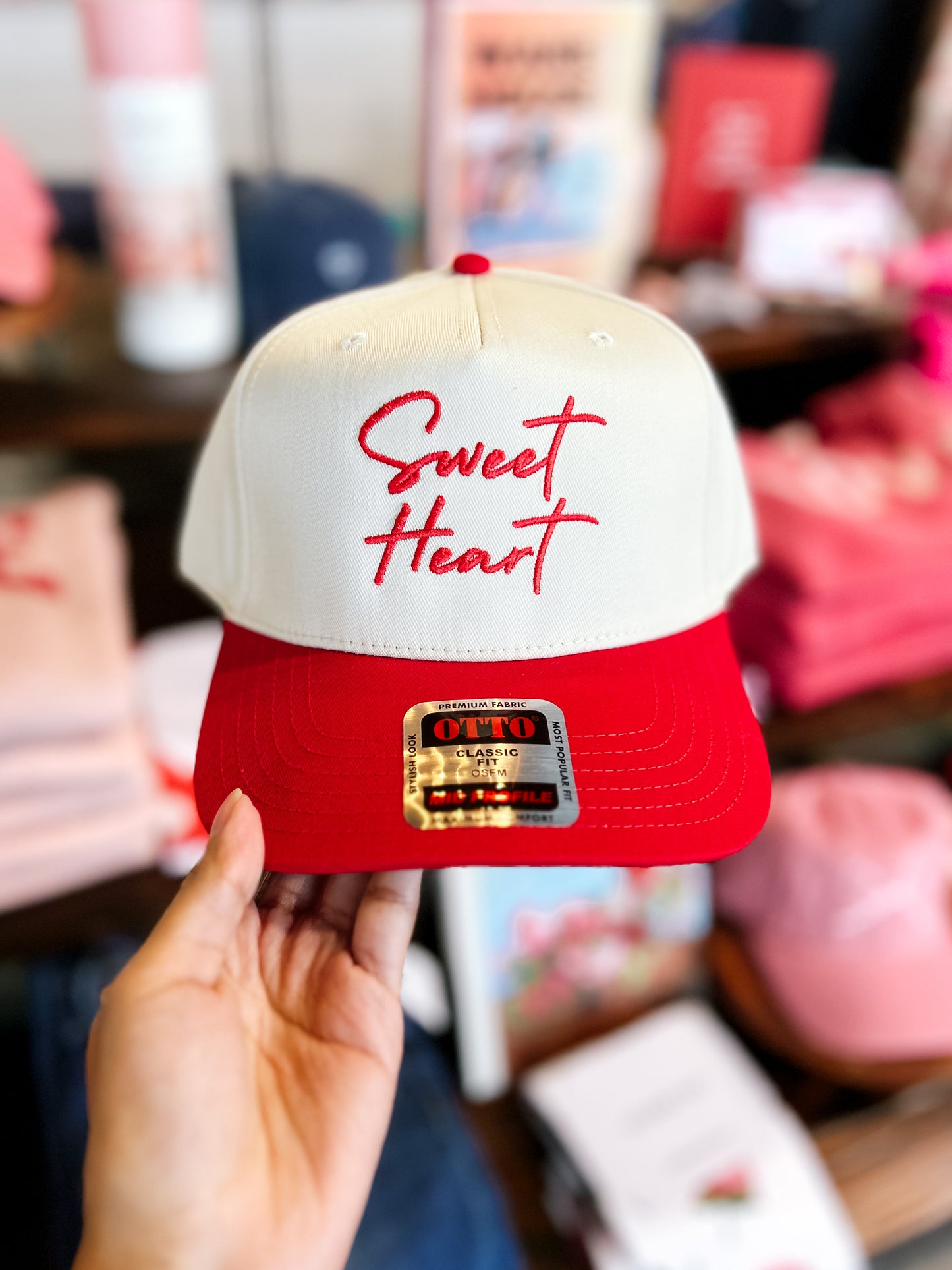 Cream & Red Sweet Heart Hat