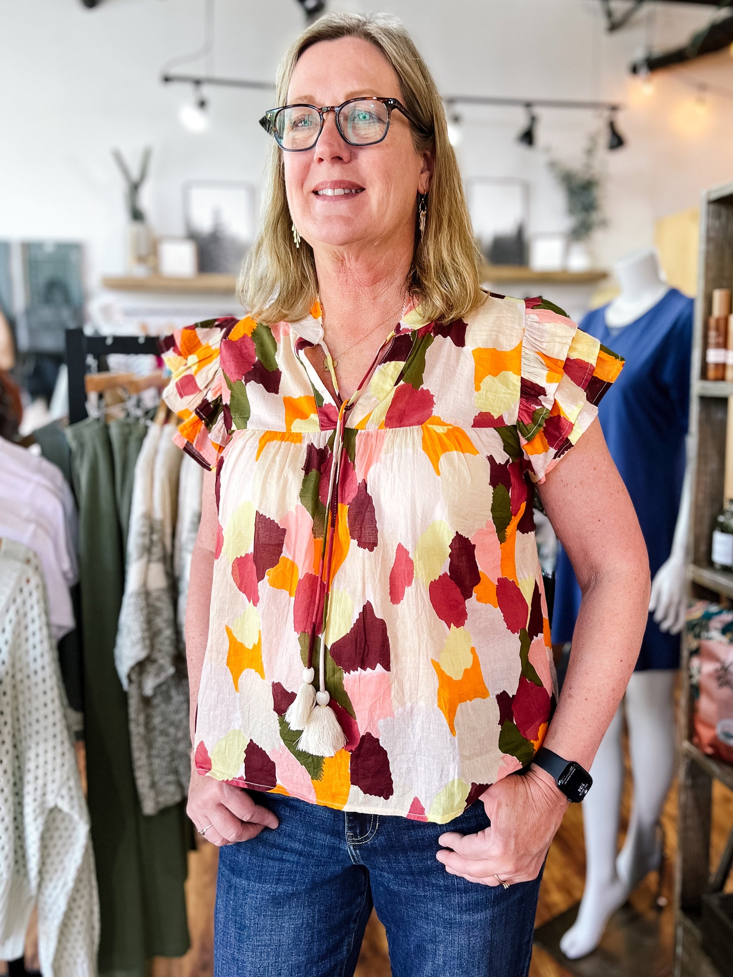 Multi Colored Spotted Print Top