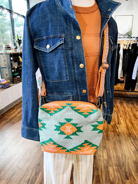 Green, Orange, Pink Aztec Crossbody