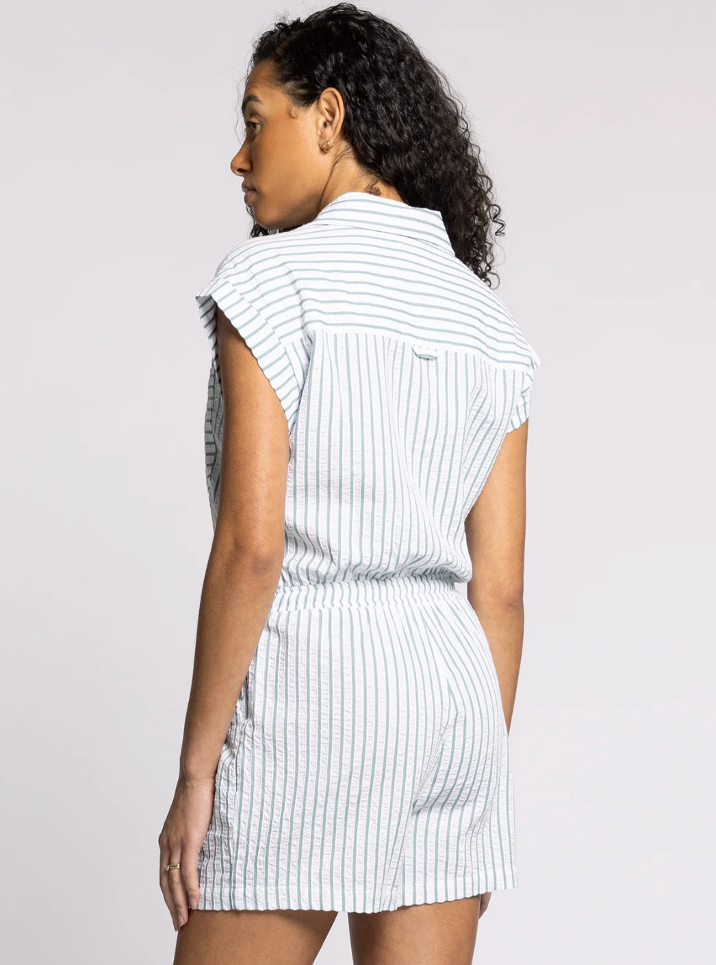 Striped Short Sleeve Romper