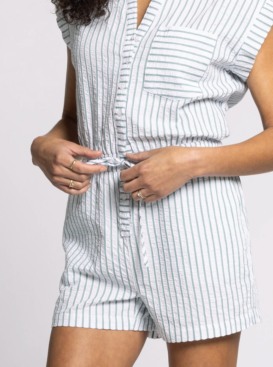Striped Short Sleeve Romper