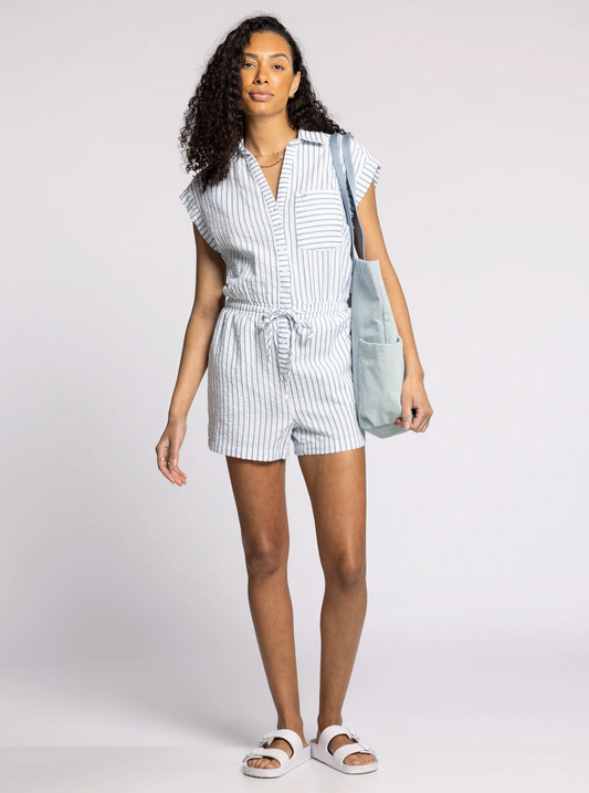 Striped Short Sleeve Romper