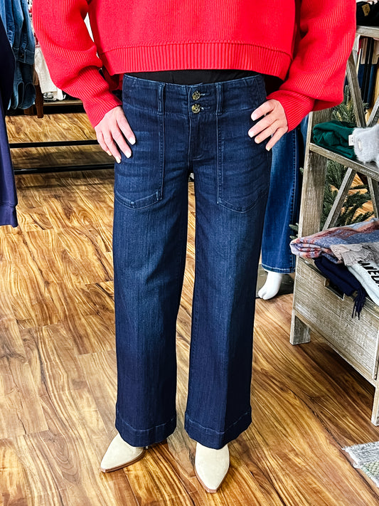Patch Pocket Petite Wide Leg Jean Summit Lake