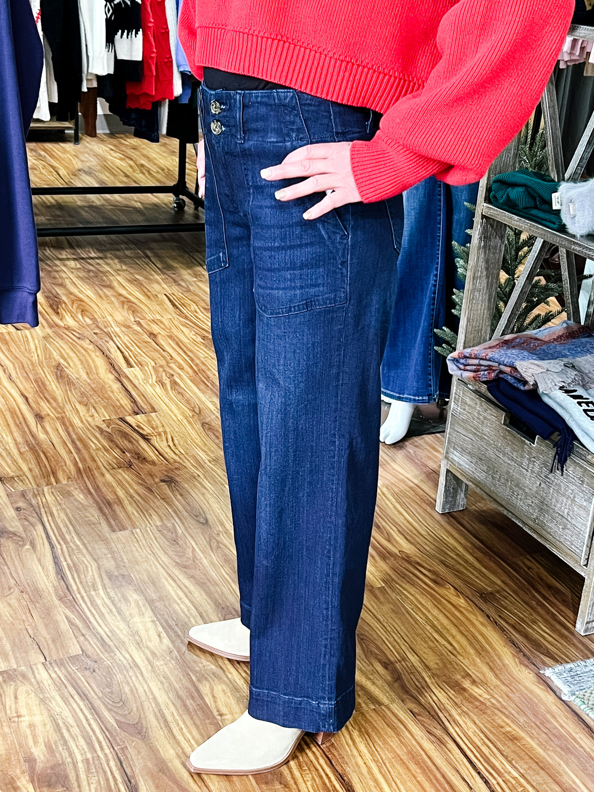 Patch Pocket Petite Wide Leg Jean Summit Lake